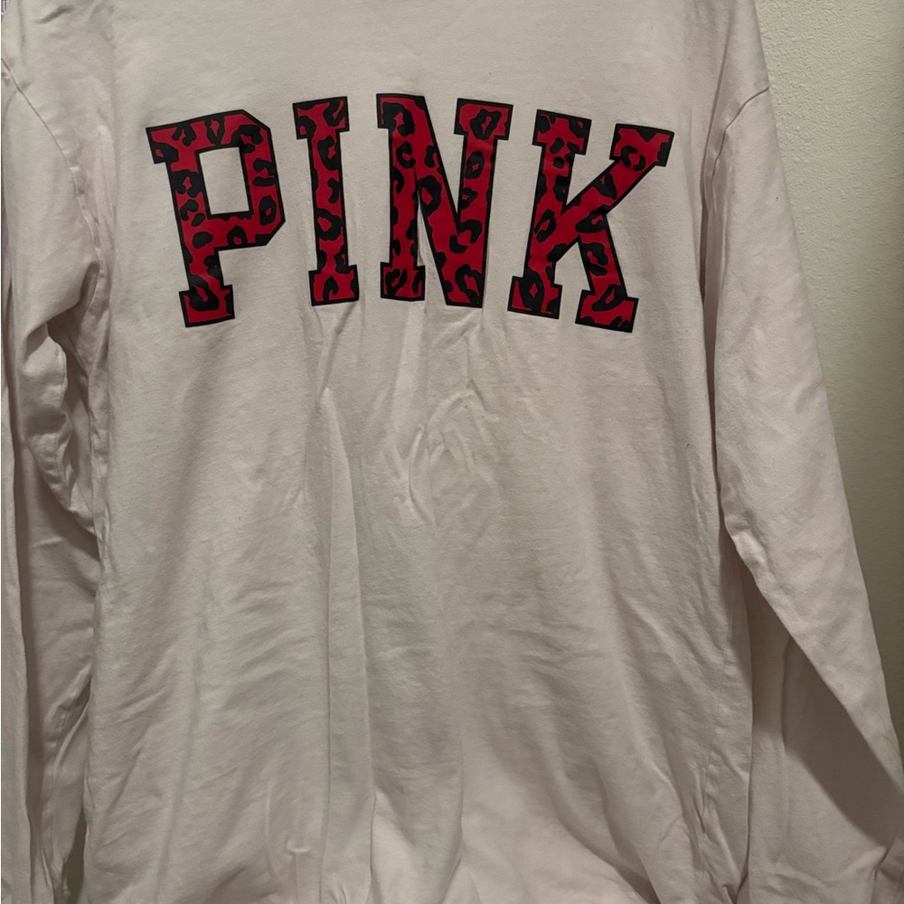 PINK Long Sleeve Shirt - White and Red